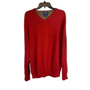 PENDLETON MEN'S RED COTTON & CASHMERE V NECK SWEATER SZ L